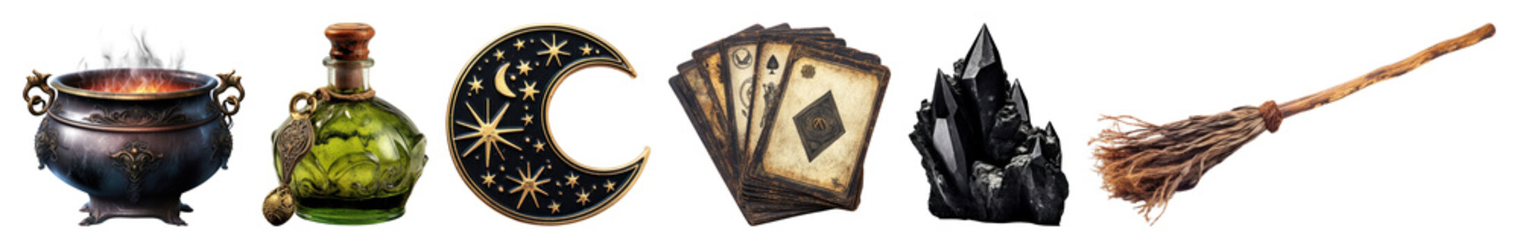 PNG Mystical objects for magical rituals, element set on transparent background