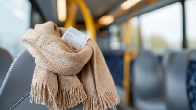 An adult son adjusts a scarf for his old senior father on a city bus, its seats vinyl and cracked. The scarf&rsquo;s wool, its fibers loose, drapes warmly, and a paper ticket, its edges curled, peeks