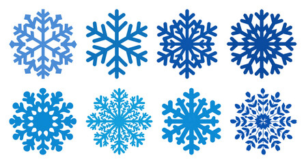 PNG Blue snowflake vector designs, element set on transparent background