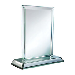 Transparent Glass Award Plaque isolated on white background ,PNG.AI Generated.