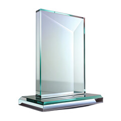 Transparent Glass Award Plaque isolated on white background ,PNG.AI Generated.