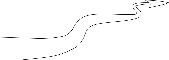 Winding black outline arrow moving forward on a clean neutral background Vector