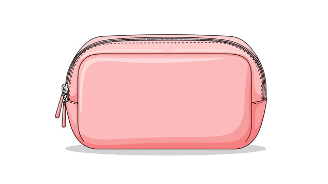 A pink rectangular zippered pouch with rounded corners on a white background