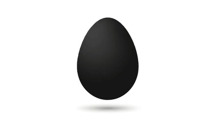 A solid black glossy ovoid shape resembling an egg suspended above a white background with a soft shadow