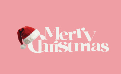 Merry christmas font design with santa claus hat,