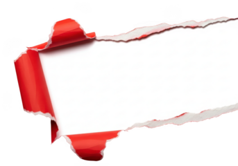 Torn red paper with white space isolated on transparent background