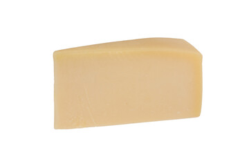 Cheese block isolated on white background. Closeup view of a piece of cheese. Piece of delicious fresh cheese.