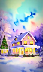 winter landscape with house