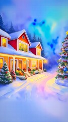 christmas house in the night