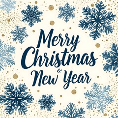 Abstract Merry Christmas and New Year design holiday card with snowflakes Sparkling christmas tree is shining with gold and silver lights 