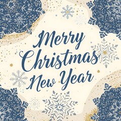 Abstract Merry Christmas and New Year design holiday card with snowflakes Sparkling christmas tree is shining with gold and silver lights 