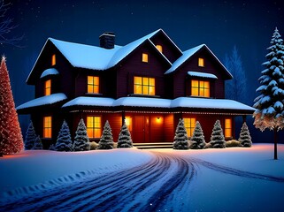 christmas house in the night