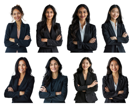 PNG Confident professional women group, element set on transparent background - Powered by Adobe