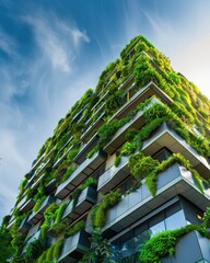 Green building facade featuring vertical garden architecture