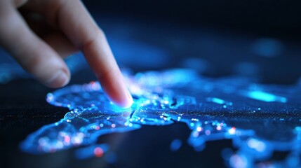 Exploring a digital map with a finger touch in a dark space