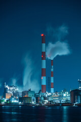 Illuminated Petrochemical Plant at Night in Otake, Japan | 大竹市の工場夜景・石油化学プラント
