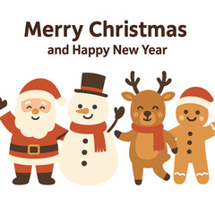 Fototapeta premium Enchanting festive figures send greetings of a merry Christmas and a happy New Year
