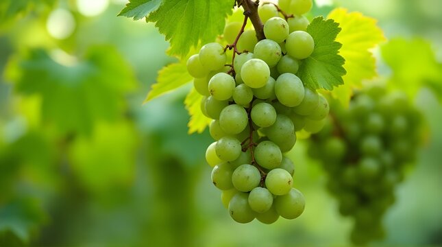 a bunch of green grapes still hanging on the tree - Powered by Adobe