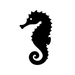 Silhouette of a Seahorse with Intricate Details Against a Plain Background