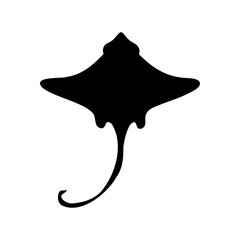 Abstract black silhouette of a ray fish or stingray on white background