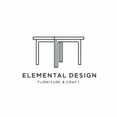 Minimalist Line Art Logo for Elemental Design Furniture and Craft.