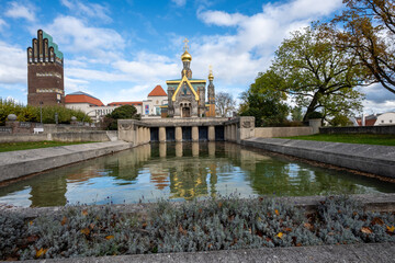 Mathildenh&ouml;he mit Russischer Kapelle in Darmstadt.