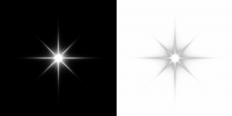 Bright starlight with sparkling glow, lens flare, magic rays, and glitter burst.