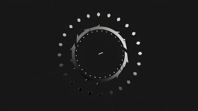Abstract Circular Motion Graphic with Arrows and Dots.