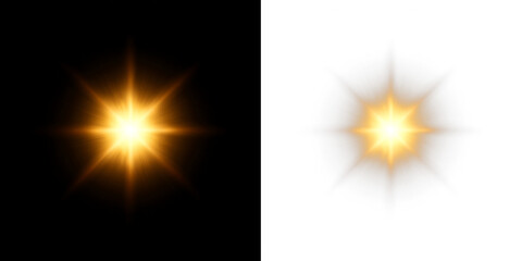 Bright sunburst with golden glow, sunlight rays, lens flare explosion, radiant highlights, magic...