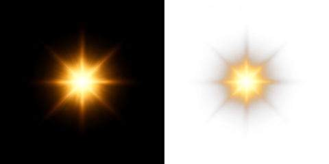 Bright sunburst with golden glow, sunlight rays, lens flare explosion, radiant highlights, magic spark, flash effect, overlay beams, and sparkling light elements for illustration and design.