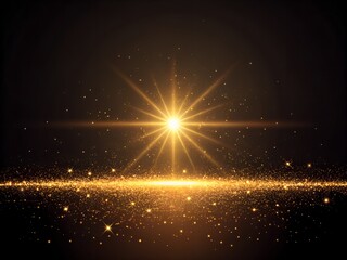 Golden Lens Flare Bokeh Texture on Dark Background