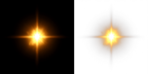 Starry sunlight burst with radiant gold glow and magical lens flare shine.