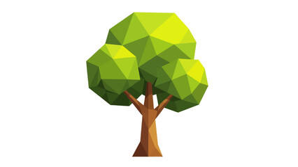 Lowpoly style tree illustration with bright green foliage and brown trunk