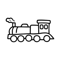 Toy train for celebrating New Year and Christmas, festive design, outline style, joyful decoration

