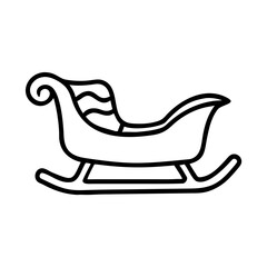 Santa's sleigh for celebrating New Year and Christmas, classic design, outline style, festive transport