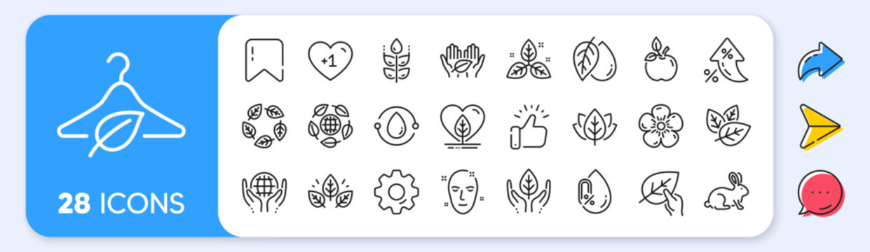 Fototapeta Organic cosmetics line icons. Interest rate, AI generate, Inflation icons. No alcohol free, synthetic fragrance. Slow fashion, sustainable textiles icons. Fair trade, eco organic cosmetics. Vector