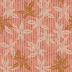 Dotted leaves abstract contemporary background. Bohemian coastal minimalistic pattern. Vintage simple organic line art. Modern rustic warm tones design