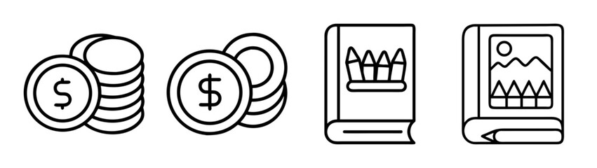 Obraz premium Financial education, creative learning and money line art icons