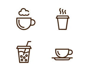 Obraz premium Coffee tea and boba drink line icons Vector