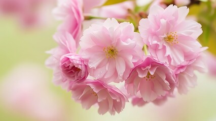 Obraz premium Delicate pink cherry blossoms in soft focus spring bloom