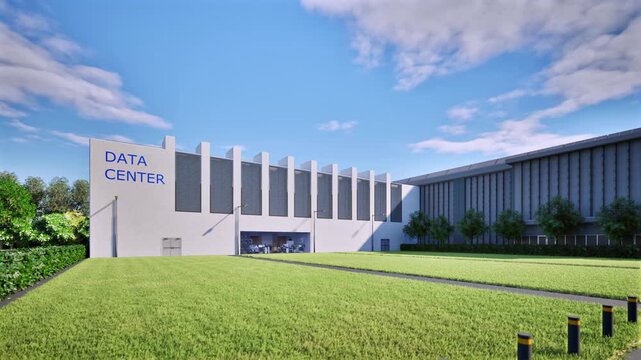 3d rendering data center building exterior 4k footage