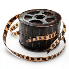 Filmstrip, enjoy watching movies online. Clipping path. 3D illustration.