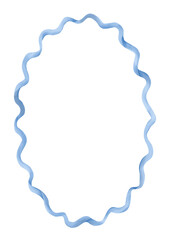 Watercolor wavy oval frame in soft blue tones. Isolated hand drawn template for marine themes, invitations, nautical cards, packaging, posters, scrapbooking, beach house decor, nursery, kids room