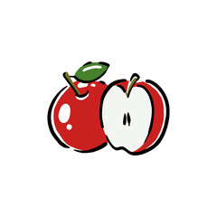 Healthy food vector illustration apple in a hand drawn style. Perfect for nutrition, diet content, meal prep, and educational design.
