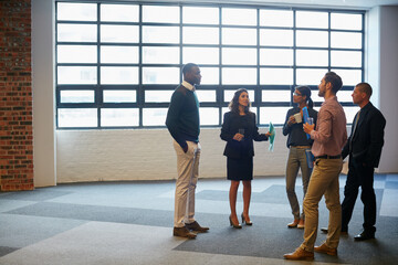 Teamwork, discussion and business people in office, trading agency and feedback for portfolio....