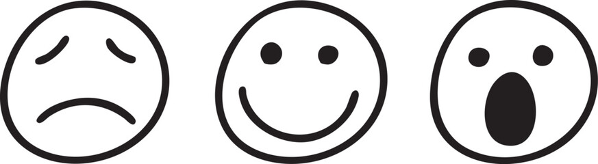 Fototapeta premium Sad, happy, and surprised emoji vector illustration eps silhouette