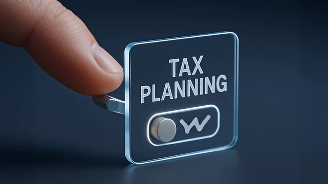 Tax planning finance strategy savings budget investment advisory business compliance audit clear glass switch toggled for tax planning, modern finance concept, guidance for savings and budget