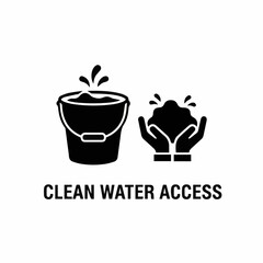 icon showing a full bucket of water, or hands catching clean water. Represents access to clean water, sanitation, vital resources, and a key indicator for poverty eradication