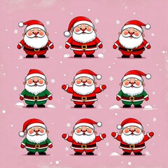 Festive Santa Claus figures in a charming, snowy scene , isolated on a white background