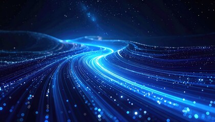 Obraz premium Digital artistic rendering of a flowing blue river of light in a dark, starry cosmos